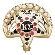 Large Crown Pearl Crescent, Ruby Center, Emerald Points Badge Large Crown Pearl Crescent, Ruby Center, Emerald Points Badge