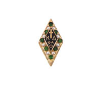 Large Alternating Pearl & Emerald Badge