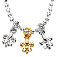 Sterling Silver Tri-Fleur Necklace with 1 10K Fleur-de-lis Sterling Silver Tri-Fleur Necklace with 1 10K Fleur-de-lis