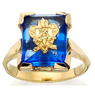 Synthetic Sapphire Cushion Crest Ring