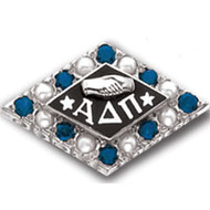 Alternating Crown Synthetic Stone and Pearl Badge