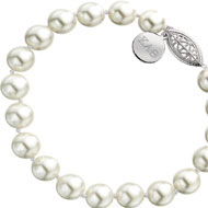 Large Pearl Bracelet with Sterling Silver Round Tag Large Pearl Bracelet with Sterling Silver Round Tag