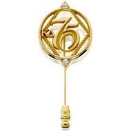 75 Year Diamond Circle Stickpin with CZs