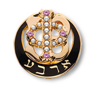Polished Badge wtih Pearl Phi and Pink Sapphire Points