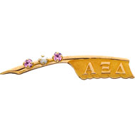 Plain Badge with *Pink Rose Sapphire, Pearl, *Pink Rose Sapphire Combination Plain Badge with *Pink Rose Sapphire, Pearl, *Pink Rose Sapphire Combination