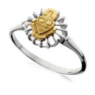 Two Tone Sunburst Mini Crest Ring