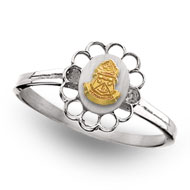 Two Tone Scalloped Border Mini Crest Ring product image