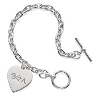 Cable Toggle Bracelet with Engraved Heart product image