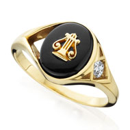 Oval Onyx Mini Lyre Ring with CZ Accent product image