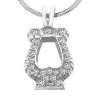 Crown Diamond Pierced Lyre Charm Crown Diamond Pierced Lyre Charm