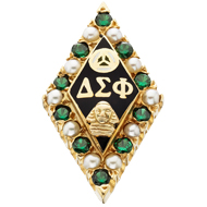 Alternating Pearl & Emerald Badge Alternating Pearl & Emerald Badge