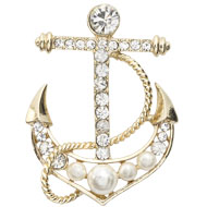 Jeweled Anchor Brooch