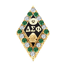 Alternating CZ and Emerald Badge Alternating CZ and Emerald Badge