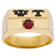 Bevel Border Ring w/ Synthetic Garnet Bevel Border Ring w/ Synthetic Garnet