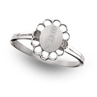 Scalloped Border Incised Greek Letter Ring product image