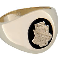 Men's Crested Oval Onyx Ring