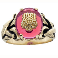 *Ruby Antique Finish Crest Ring