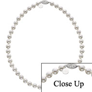 Large Pearl Necklace with Filigree Clasp and small tag