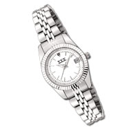 Stainless Steel Diamond Accented Medallion Watch