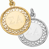 Round Filigree Charm with Engraving