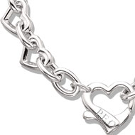 Sterling Silver Heart Clasp Bracelet