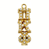 Crown Pearl Vertical Letter Lavaliere