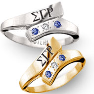 Swirl Ring with Diamond and Sapphires