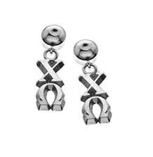 Post Ball Earrings with Vertical Letter Drops