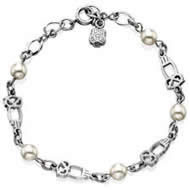Single Link Bracelet w/Alt. Pearls and Mini Pierced Owls