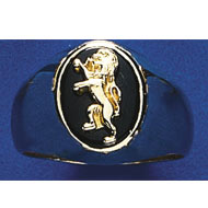Sm. Round Onyx Ring w/Lion