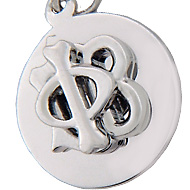 Vintage letters charm on disk. Sterling Silver