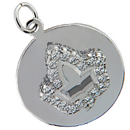 Sterling Silver Cz Ivy Leaf On Disc