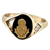 Oval Onyx Ring with Crest and Diamond Oval Onyx Ring with Crest and Diamond