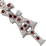 Sterling Silver Diamond & Ruby Lavaliere