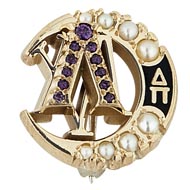 Crown Pearl Crescent/Amethyst Lambda Badge