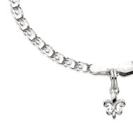SS Heart Bracelet with Fleur-de-lis dangle