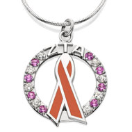 Sterling Silver Eternity Think Pink Necklace with Rose CZ's and White CZ's