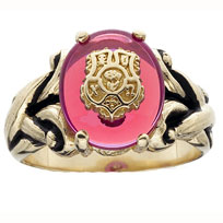 *Ruby Antique Finish Crest Ring