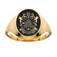 Raised Crest Ring with Black Enamel
