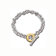 Sterling Silver Eternity Bracelet with 10KYG Toggle and CZ Accents
