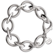 Sterling Silver Coil Bracelet with Small Round Charm