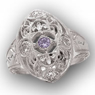 Edwardian Ring with *Amethyst Center Stone and CZ accents