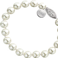Large Pearl Bracelet with Sterling Silver Round Tag
