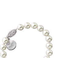 Large Pearl Bracelet with engraved charm