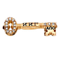 10KYG Alternating Pearl and Diamond Badge with enamel