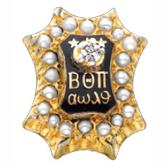 Sweetheart Crown Pearl Badge with Diamond, 10K