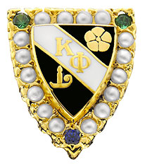 Crown Pearl Badge with 2 Emeralds and 1 Sapphire