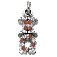 Alternating Cubic Zirconia and *Ruby Vertical Letter Charm
