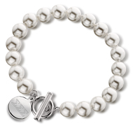Simulated Pearl Toggle Bracelet with Engraved Tag