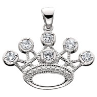 Sterling Silver Crown Cubic Zirconia Charm